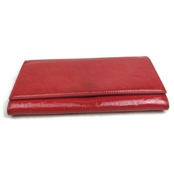 DIOR Trotter Print Red Embossed Patent Clutch - Picture 2 of 8